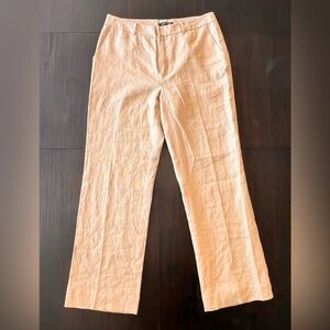 Ralph Lauren Tan Linen Wide-Leg Pants, Size 12